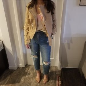 NWT Bagatelle suede motorcycle jacket camel size S